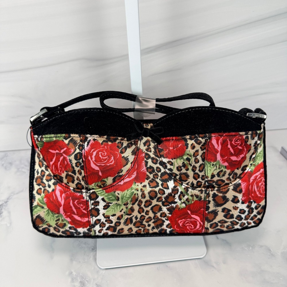 Frankie & Johnnie Bustier Shoulder Bag Small Leopard Rose NWT VTG Y2K, Mob Wife